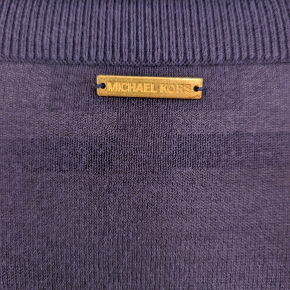 Michael Kors Navy V-Neck Sweater with Ruffled Sleeves - Picture 6 of 8